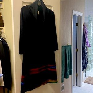 Dress w/removable vest faux leather hem on dress/vest/Colors wool